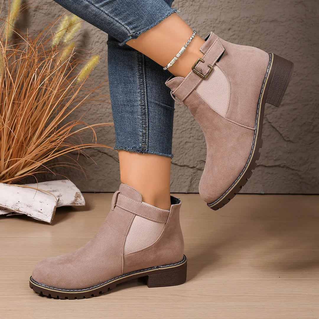 Gisarae - Bottines Plates En Cuir Style Vintage Élégant