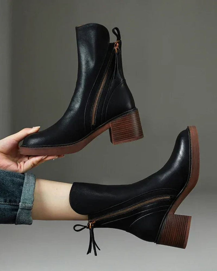 Helara - Bottes en Cuir Noires Élégantes et Confortables