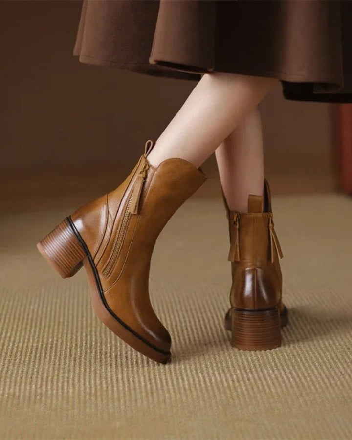 Helara - Bottes en Cuir Noires Élégantes et Confortables