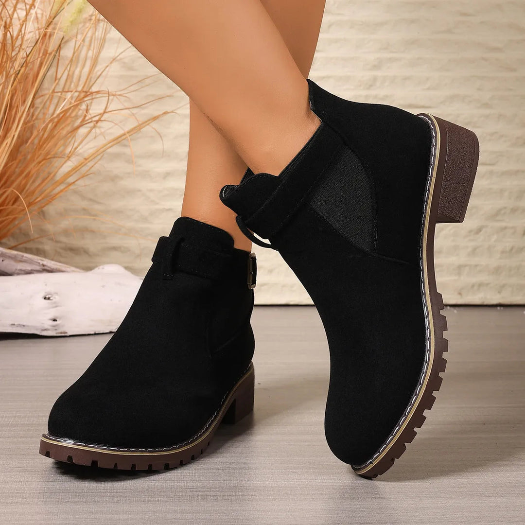 Gisarae - Bottines Plates En Cuir Style Vintage Élégant