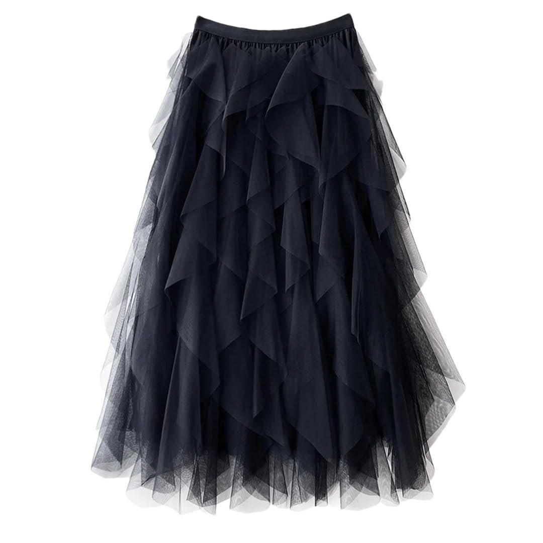 Orlisse - Jupe Femme Évasée à Taille Haute Élastique