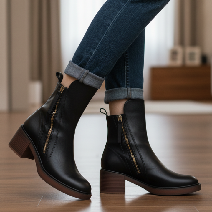 Helara - Bottes en Cuir Noires Élégantes et Confortables