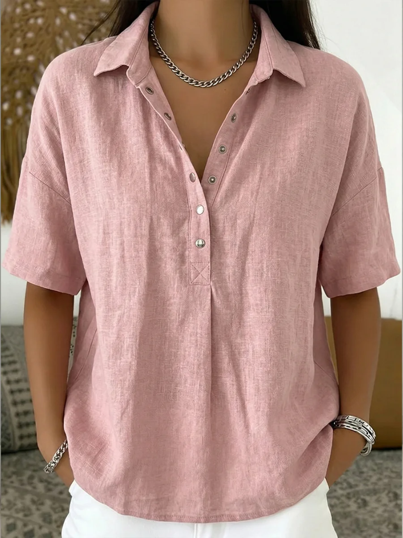 Tessa™ | Blouse à Col et Détails Boutonnés