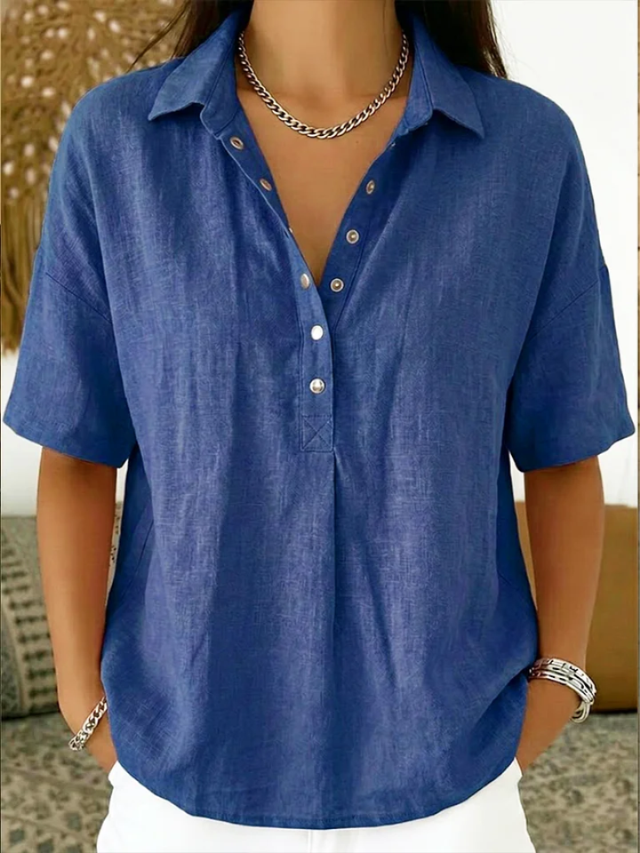Tessa™ | Blouse à Col et Détails Boutonnés