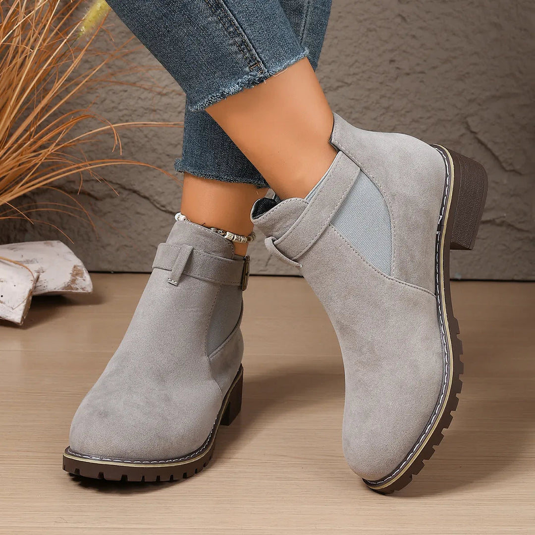 Gisarae - Bottines Plates En Cuir Style Vintage Élégant