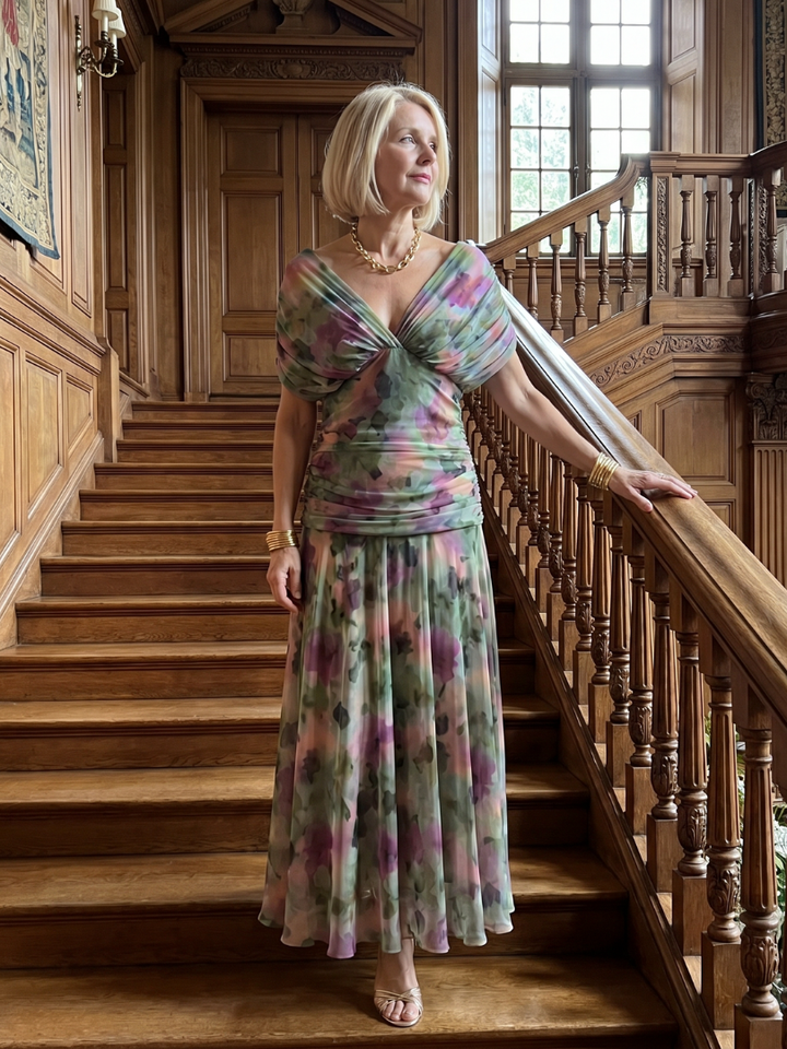 Calen | Robe Midi Décontractée à Épaules Dégagées