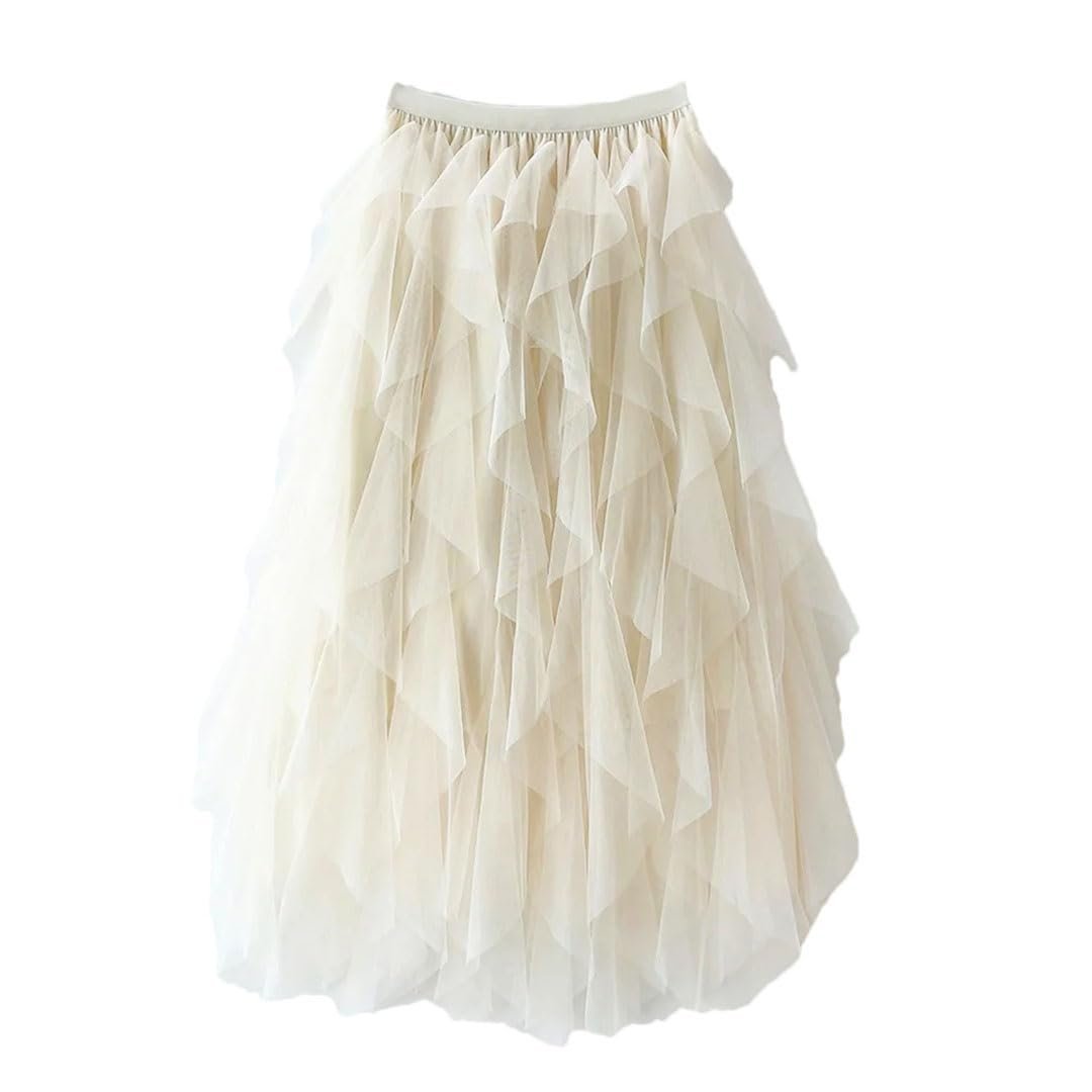 Orlisse - Jupe Femme Évasée à Taille Haute Élastique