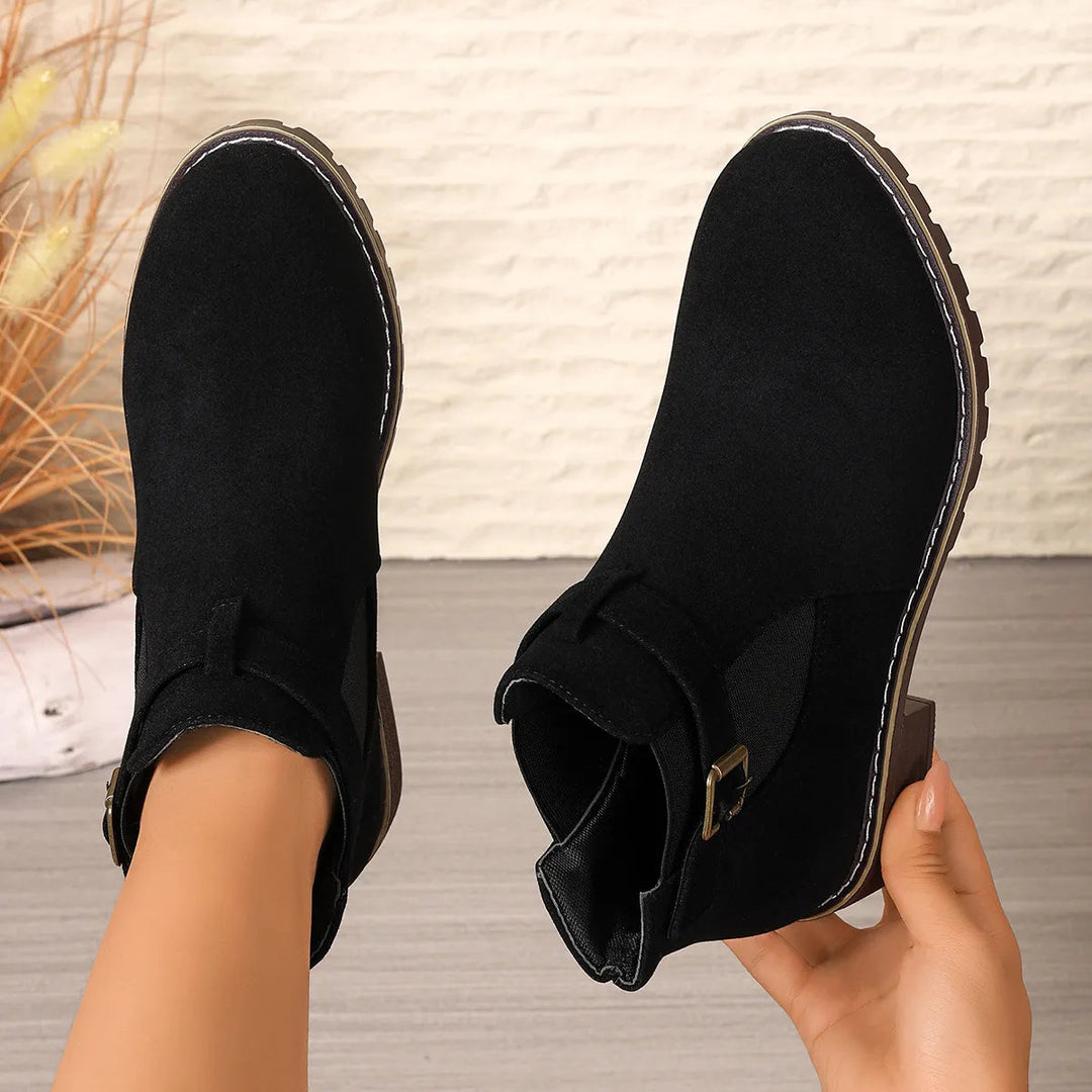 Gisarae - Bottines Plates En Cuir Style Vintage Élégant