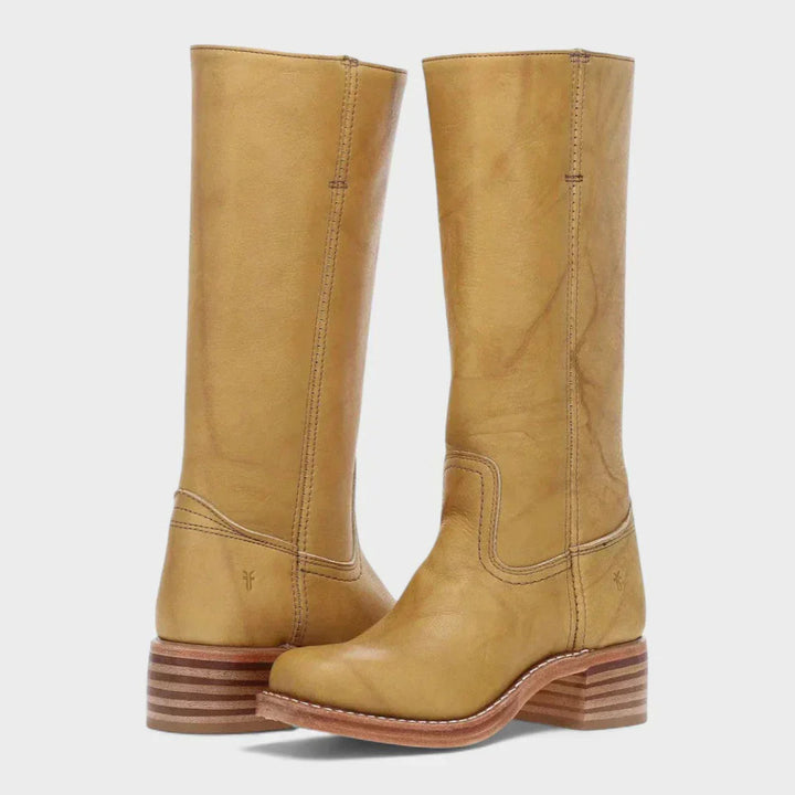 Marivellea - Bottes en Cuir Rétro pour Femme