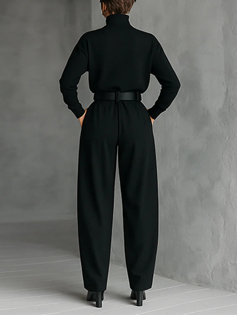 Lisa™ - Ensemble noir 2 pièces avec ceinture