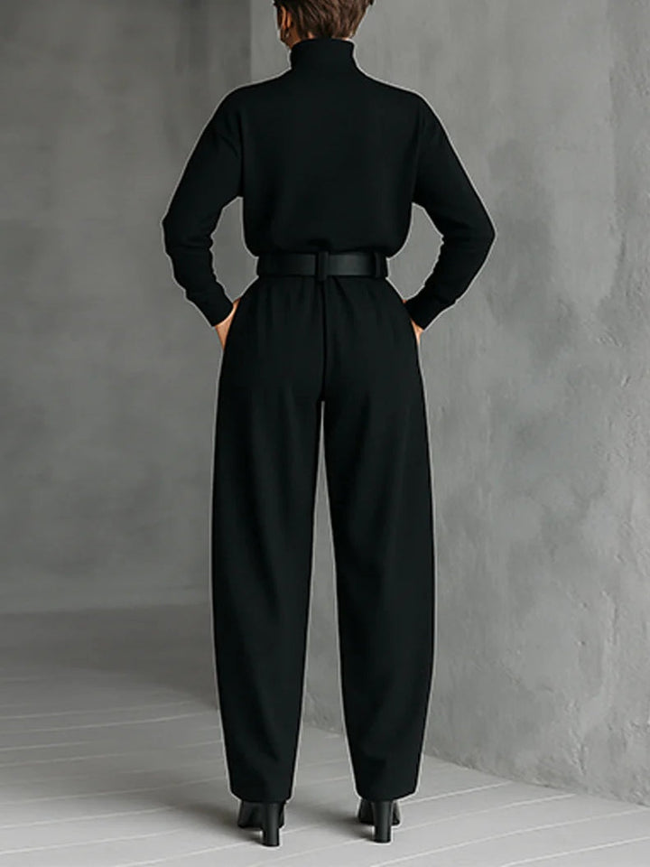 Lisa™ - Ensemble noir 2 pièces avec ceinture