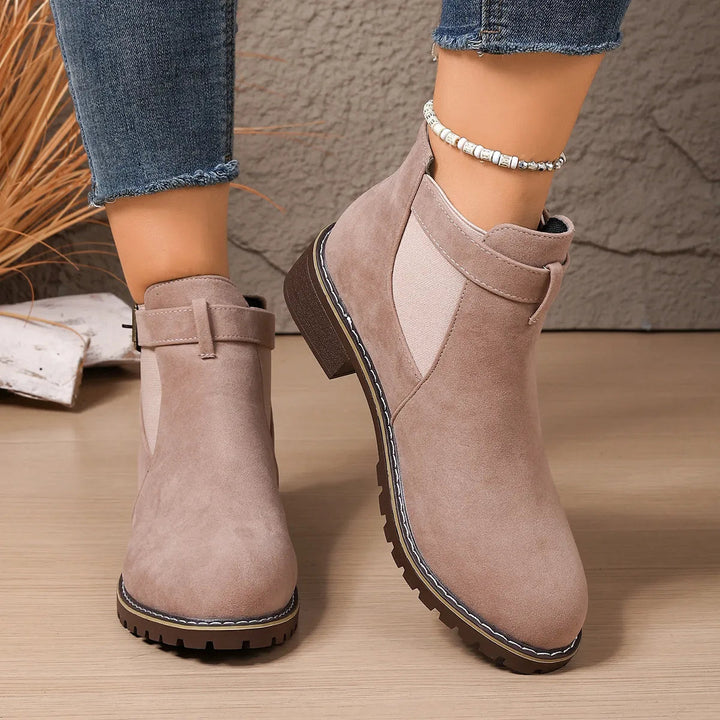 Gisarae - Bottines Plates En Cuir Style Vintage Élégant
