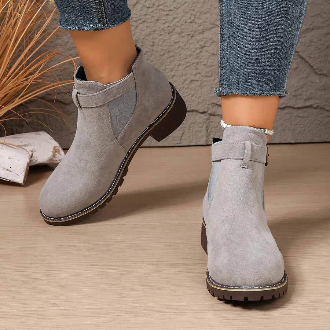 Gisarae - Bottines Plates En Cuir Style Vintage Élégant