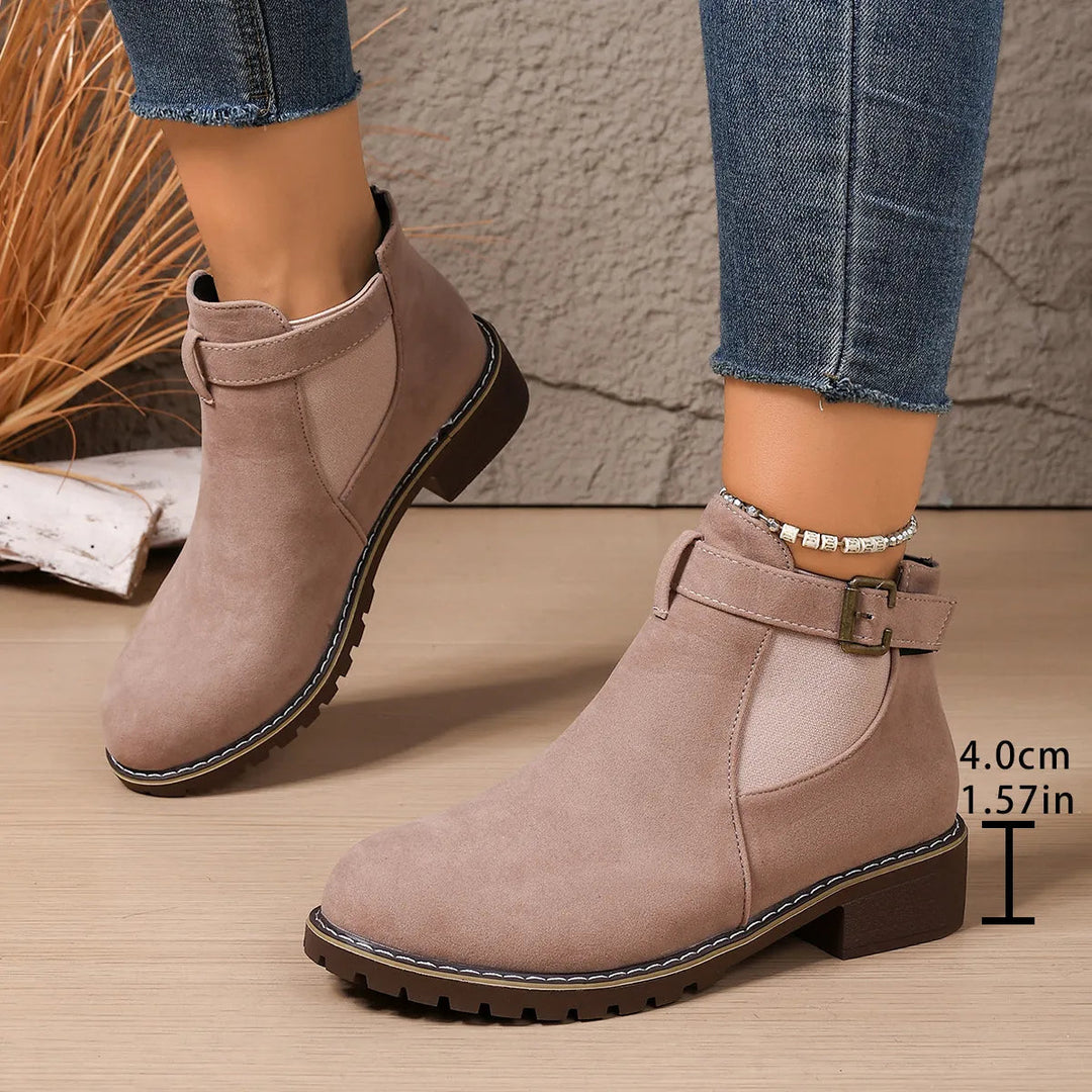 Gisarae - Bottines Plates En Cuir Style Vintage Élégant