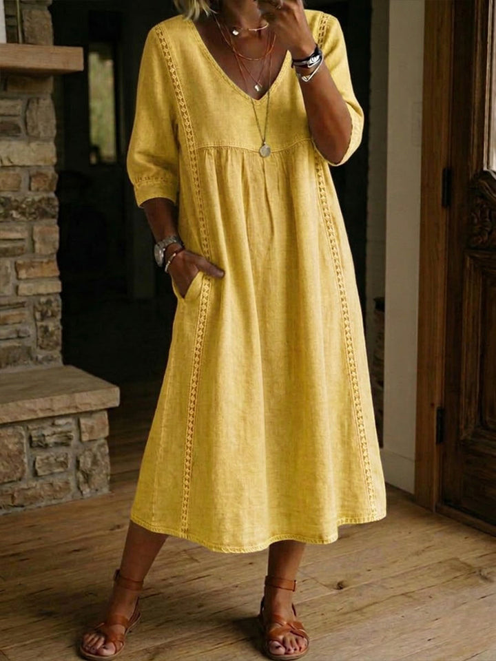 Sunny™ | Robe Midi avec Détails en Dentelless