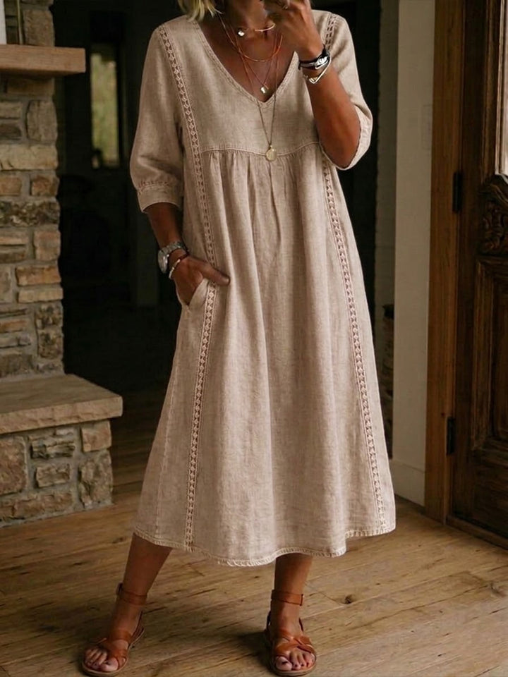 Sunny™ | Robe Midi avec Détails en Dentelless