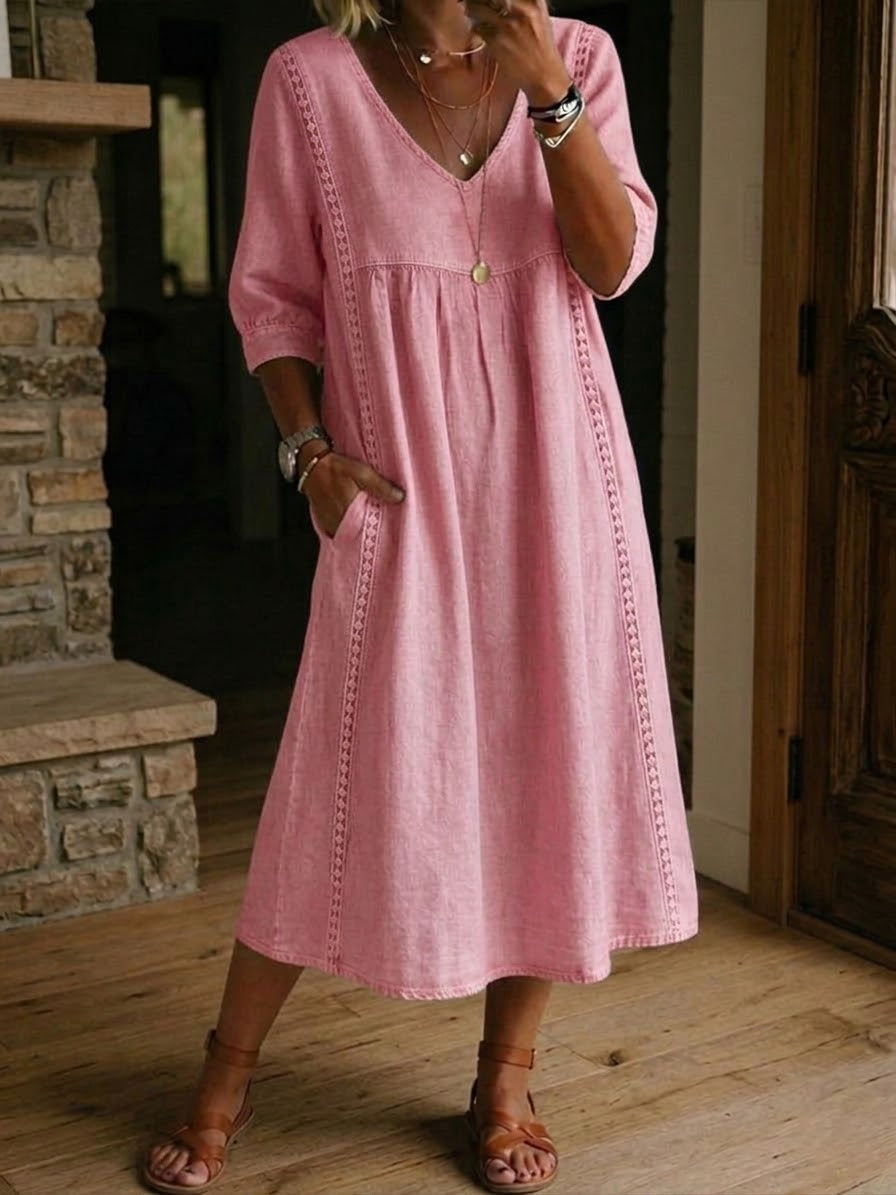 Sunny™ | Robe Midi avec Détails en Dentelless
