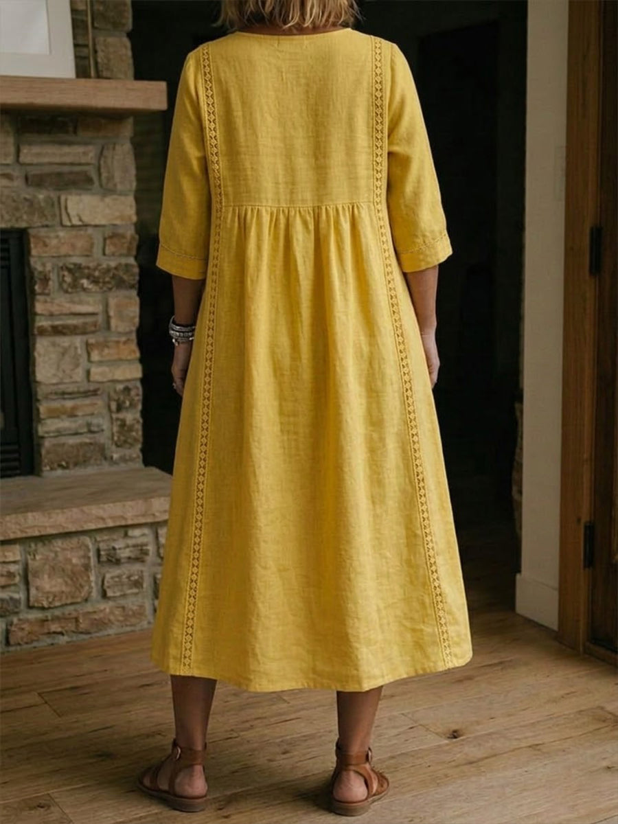 Sunny™ | Robe Midi avec Détails en Dentelless