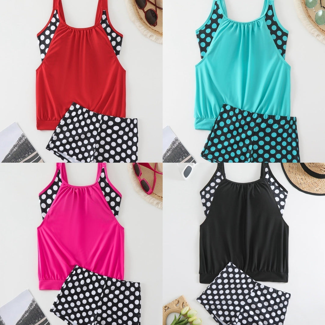 Hesoria - Maillot de bain femme deux pièces pois taille haute été plage